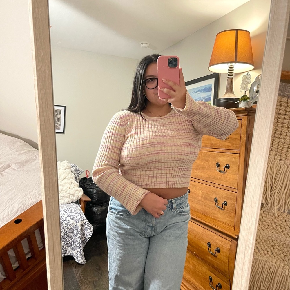 Striped Knit Long Sleeve Top